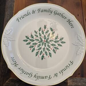 Lenox Holiday Dessert Platter "Friends And Family Gather Here", 12" Round